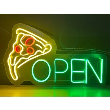 Disa Neon LED Duvar Dekoratif Aydınlatma -Open Pizza, 40X22CM-