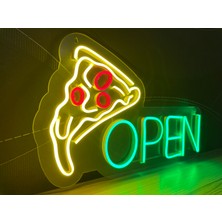 Disa Neon LED Duvar Dekoratif Aydınlatma -Open Pizza, 40X22CM-