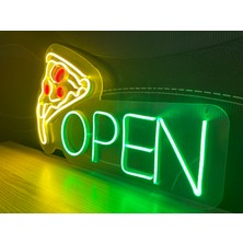 Disa Neon LED Duvar Dekoratif Aydınlatma -Open Pizza, 40X22CM-