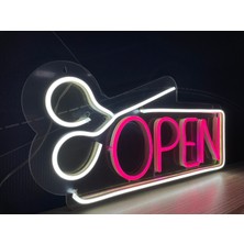 Disa Neon LED Duvar Dekoratif Aydınlatma -Open Berber, 30X15CM-