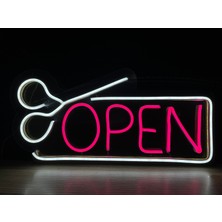 Disa Neon LED Duvar Dekoratif Aydınlatma -Open Berber, 30X15CM-