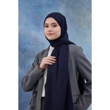 İpekhan Kaz Ayağı Desen Pamuk Jakar Şal Koyu Lacivert 8011-07