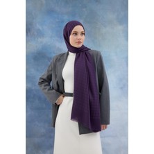 İpekhan Kaz Ayağı Desen Pamuk Jakar Şal Mor 8011-13