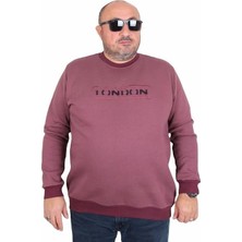Starbattal Erkek Büyük Beden Sıfır Yaka 3ip Sweat London 24208 Eflatun