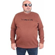 Starbattal Erkek Büyük Beden Sıfır Yaka 3ip Sweat London 24208 Taba