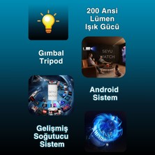 Seyutech Taşınabilir Powerbankli 4K Destekli 1080P Android Sistemli Sinema Projeksiyon Cihazı