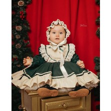Yeşil Latte Vintage Kız Bebek Elbisesi, Özel Dikim Kız Çocuk Elbisesi, Doğum Günü Elbisesi, Fotoğraf Çekim Elbisesi, Kız Bebek Hediyesi, 0-12 Yaşa Uygun