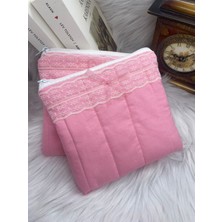 Yedi Cüceler El Sanatları Dantel Detaylı Makyaj Çantası Pembe 18*13 cm