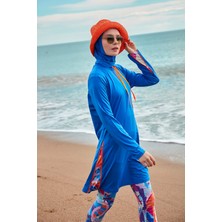 Marina Likralı Saks Tam Kapalı Tesettür Mayo M2483