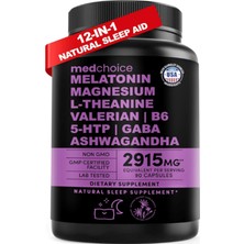 Medchoice 12-In-1 -Natural Sleep For Adults - Mag,nesium Glycinate 500MG, Ashvaganda, L Theanine, Valerian Root, Melatonin, Gaba, 5-Htp, 90 Capsul.made In Usa