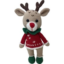Yeni Yıl Geyiği Amigurumi Organik Oyuncak