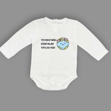 Mnk Baby & Kids Teyzesinin Dünyalar Tatlısı Kızı Baskılı Bebek Body Zıbın Çıtçıtlı Badi