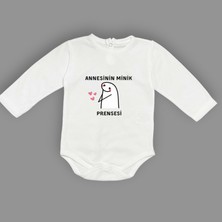 Mnk Baby & Kids Annesinin Minik Prensesi Kalpli Baskılı Bebek Body Zıbın Çıtçıtlı Badi