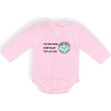 Mnk Baby & Kids Teyzesinin Dünyalar Tatlısı Kızı Baskılı Bebek Body Zıbın Çıtçıtlı Badi