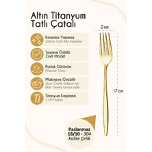 Ülgenev 14 Parça Paslanmaz Çelik Gold Tatlı Kaşığı ve Çatalı, Pasta Spatula Servis Seti