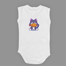 Mnk Baby & Kids Baskılı Balıklı Kedi Bebek Çıtçıtlı Body - MNK0658-AÇIK Ekru-3 Yaş