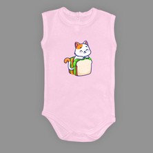 Mnk Baby & Kids Baskılı Tost Kedi Bebek Çıtçıtlı Body - MNK0660-AÇIK Pembe-1 Yaş