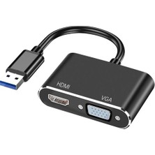 USB 3.0 To HDMI VGA 3.5mm 1080P Monitör Genişletici Çevirici Dönüştürücü Adaptör