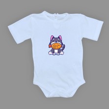 Mnk Baby & Kids Baskılı Balıklı Kedi Bebek Çıtçıtlı Body - MNK0658-BEBE Mavi-2 Yaş