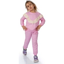 Mnk Baby & Kids Kız Eşofman Takım 2023 Sonbahar - Kış Pamuklu Fistolu Lastikli Paça MNK0573