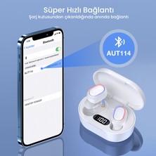 1hora AUT114 Tws Bluetooth Kulaklık A8S - Ekran Göstergeli - Kablosuz - Ios ve Android Uyumlu - Şarj Kutulu - White