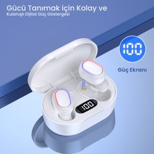 1hora AUT114 Tws Bluetooth Kulaklık A8S - Ekran Göstergeli - Kablosuz - Ios ve Android Uyumlu - Şarj Kutulu - White