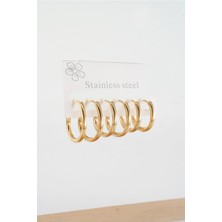 Kadın 316 L Çelik Anti Alerjenik  Damla Model 3 Boy 1.8cm / 2.2 cm /2.5 cm Klipsli 6'lı Set Küpe