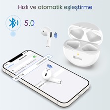 1hora AUT119 Tws Bluetooth Kulaklık LTW-006 - Kablosuz - Ios ve Android Uyumlu - Taşınabilir Şarj Kutulu - White