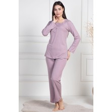 Mecit Pijama 6104 Gül Kurusu Kadın Büyük Beden Pijama Takımı