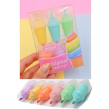 Artlantis Dondurmalı Fosforlu Kalem 1 Paket 6 Renk Dondurma Figürlü Işaret Kalemi Mini 6 Lı Fosforlu Kalem