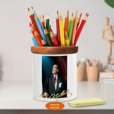 Asilmeydan Göğe Bakan Mustafa Kemal Atatürk Ahşap Seramik Kalemlik-17ec0