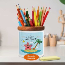 Asilmeydan Hello Summer Yazılı Deniz Yıldızı Ahşap Seramik Kalemlik -623879