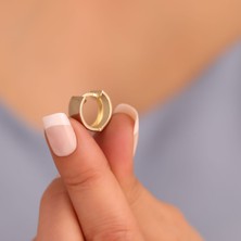 Nox Jewelry 925 Ayar Altın Kaplama Kum-Mat Yüzeyli Minimal Halka Küpe - E00265