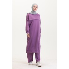 Sefa Merve Iki Iplik Tunik Pantolon Ikili Takım 0549-06 Lila