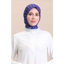 Sefa Merve Soft Pamuk Eşarp 19091-04 Lacivert Krem