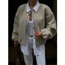 Alinn Butikk Kaşe Kaşmir Fermuarlı Ceket - Bej