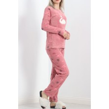 Sbn Kadın Polar Pijama Takımı Pembe2