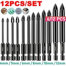 Dtools 12 Adet/set Çok Işlevli Matkap Uçları Inşaat Tungsten Seramik Üçgen Matkap Ucu Seti Seramik/fayans/beton/tuğla Duvar Camı (Yurt Dışından)