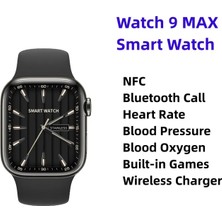 Happy World Shopping Izle 9 Max Akıllı Saat Nfc Oyunları Kablosuz Şarj Erkek Kadın Bluetooth Çağrı Spor Fitness Takipçisi (Yurt Dışından)