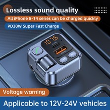 Happy World Shopping Fm Verici Handsfree Araba Bluetooth 5.1 Mp3 Çalar Stereo Araba Fm Modülatör PD30W Hızlı Araç Şarj Aux Bluetooth Adaptörü (Yurt Dışından)