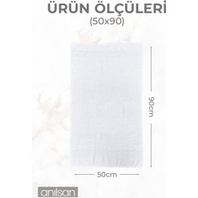 Anılsan 4'lü Beyaz El Havlusu - 50 x 90  cm , 180GR,  Pamuk, Spa ve Otel Havlusu, Günlük Kullanıma Uygun