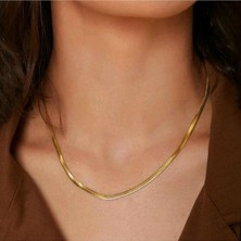 Gold Bileklik Kolye Takım Set Italyan Ezme Çelik Zincir Kolye Bileklik Ikili Set Unisex Ürün