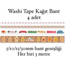 Yılbaşı Desenli Kağıt Bant 4'lü (Farklı Ölçülerde 4 Adet)