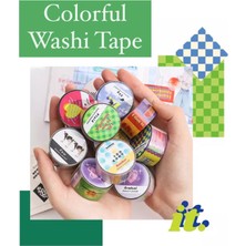 Colorful Washi Tape Sticker Bant 3 Adet