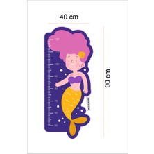 Bizerk Görsel Sevimli Denizkızı Temalı Çocuk /bebek Odası Anaokulu Kreş Boy Ölçer Renkli Yapışkanlı Dekoratif Cam Kapı Duvar Sticker 
