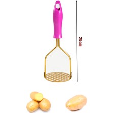 Porsima Patates Ezici Paslanmaz Metal Patates Ezici Püre Yapıcı Renkli Patates Ezeceği 24 Cm - Fuşya