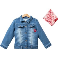 Bebegen Kız Çocuk Mavi Kot Arkası Tavşan Baskılı Ceket