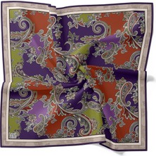 Lêvi D'or Mor Motifli Twill İpek Eşarp