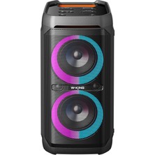 W-Kıng T11 Bluetooth Hoparlör 220W Partybox 24S Dinleme Işıklı Ipx6 Kablosuz Stereo Tws Ses Bombası Siyah