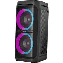 W-Kıng T11 Bluetooth Hoparlör 220W Partybox 24S Dinleme Işıklı Ipx6 Kablosuz Stereo Tws Ses Bombası Siyah